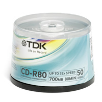 TDK CD-R 80M 52X CAKE 50